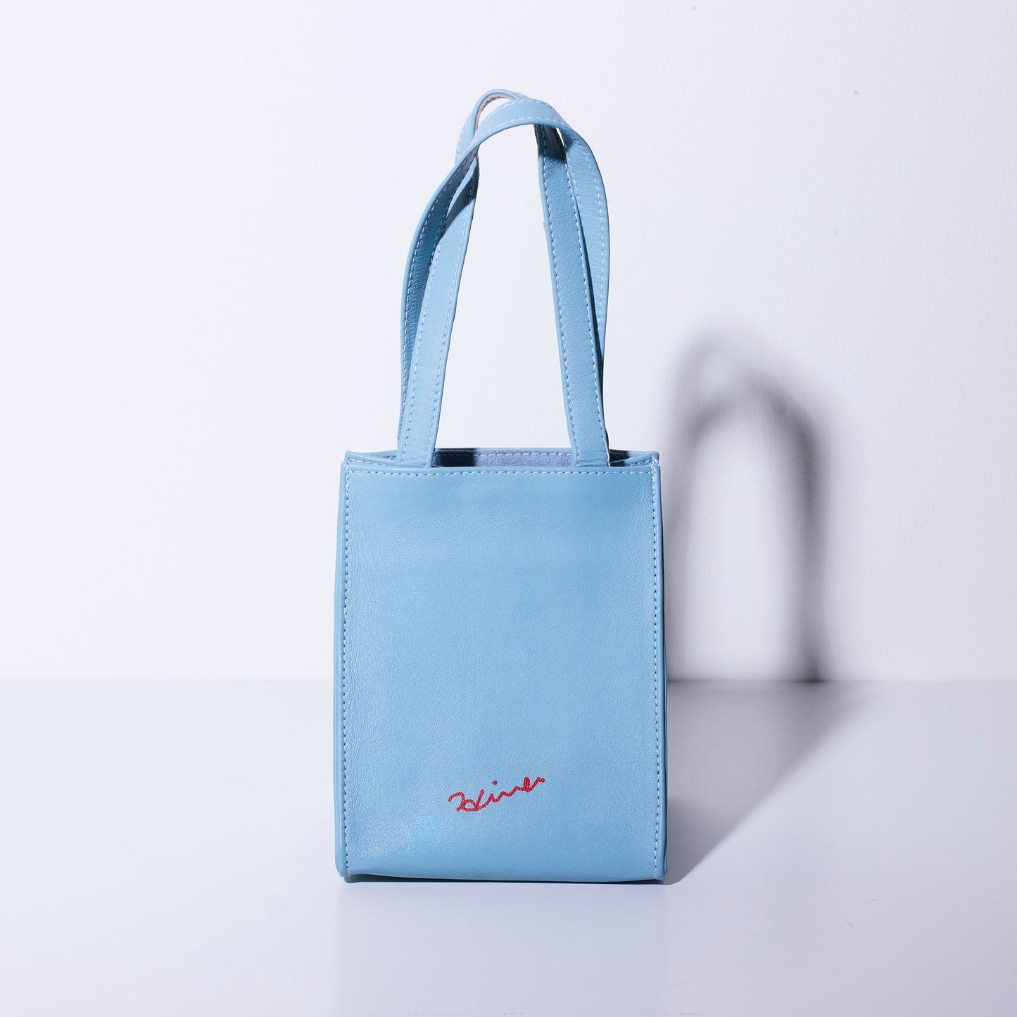 Sheepskin BOX BAG square <MESSY BABY> Blue/Red