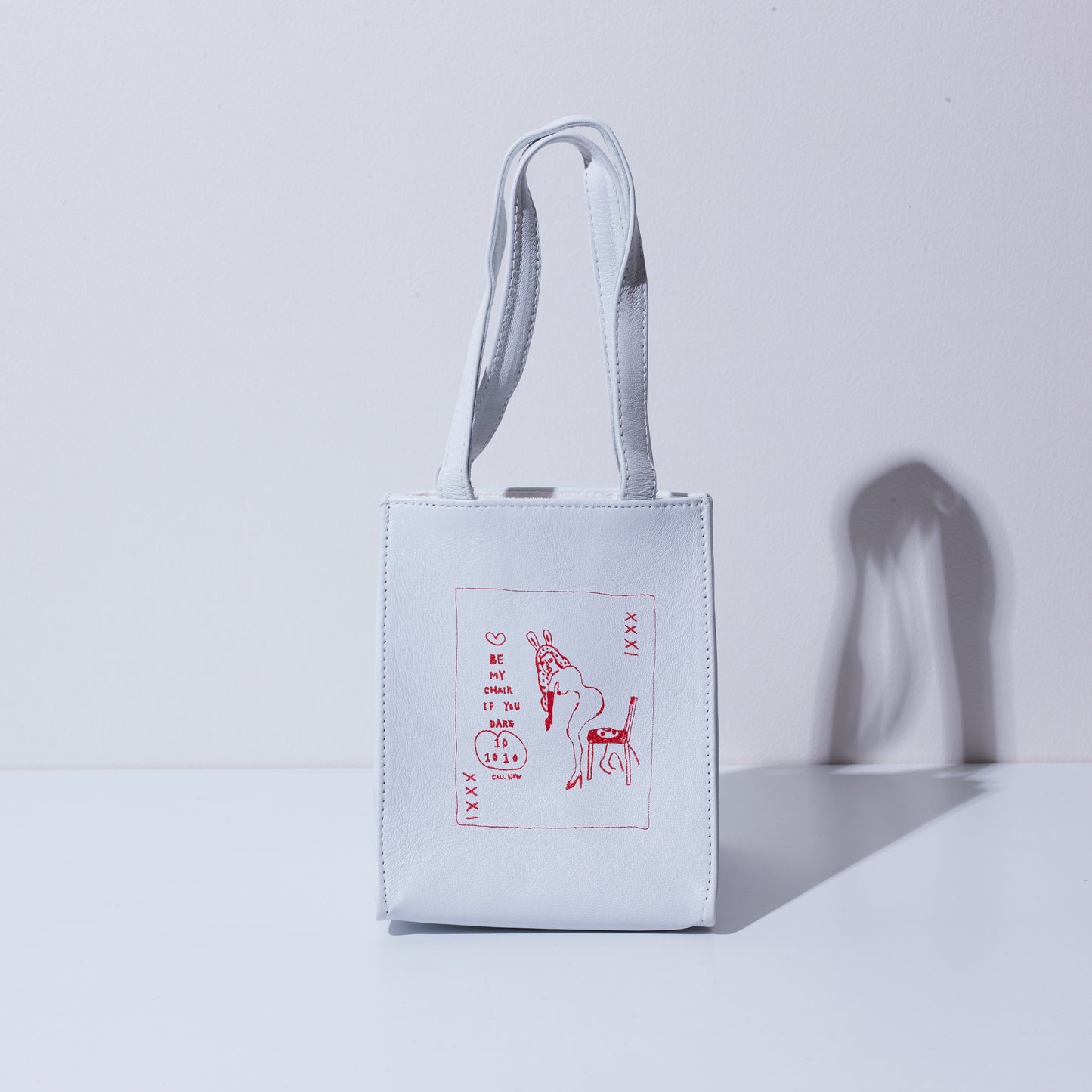 Sheepskin BOX BAG <BE MY CHAIR> White/Red