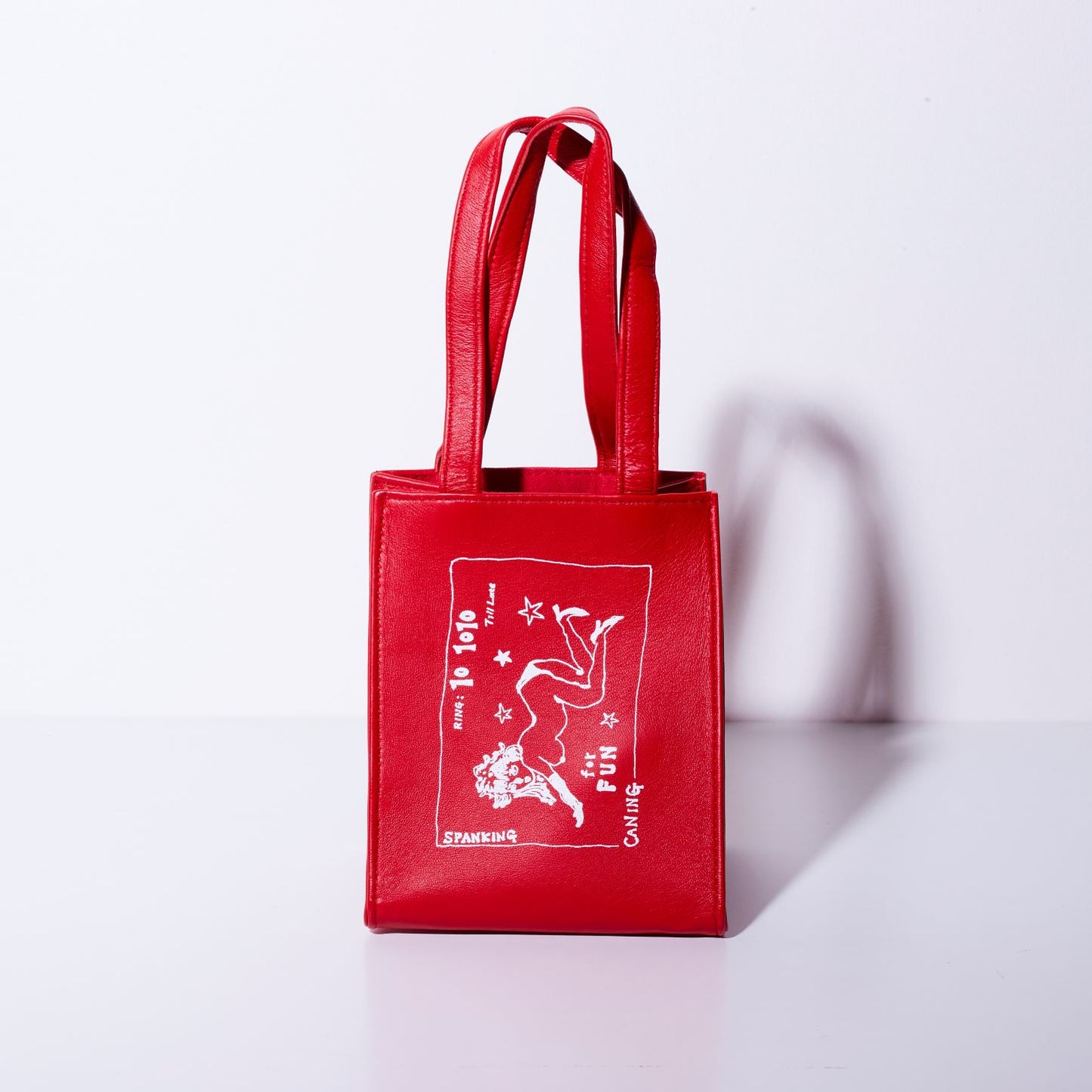 Sheepskin BOX BAG square <FOR FUN> Red/White