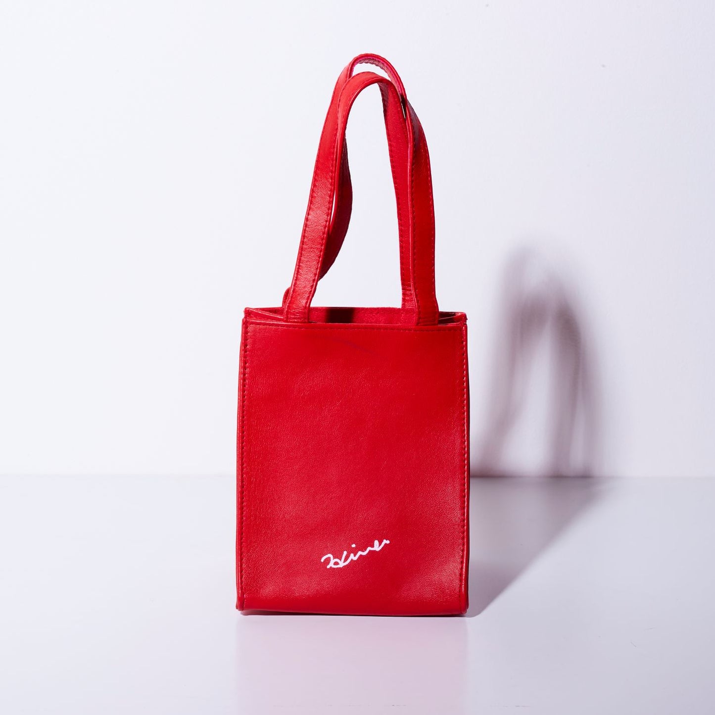 Sheepskin BOX BAG square <FOR FUN> Red/White