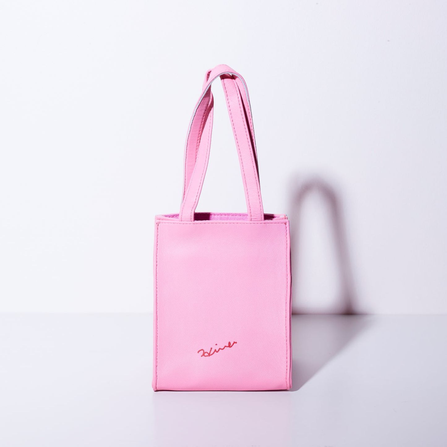 Sheepskin BOX BAG square <MESSY BABY> Pink/Red