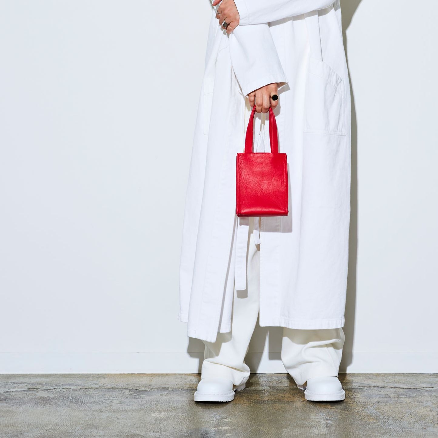 Sheepskin BOX BAG square - Red -