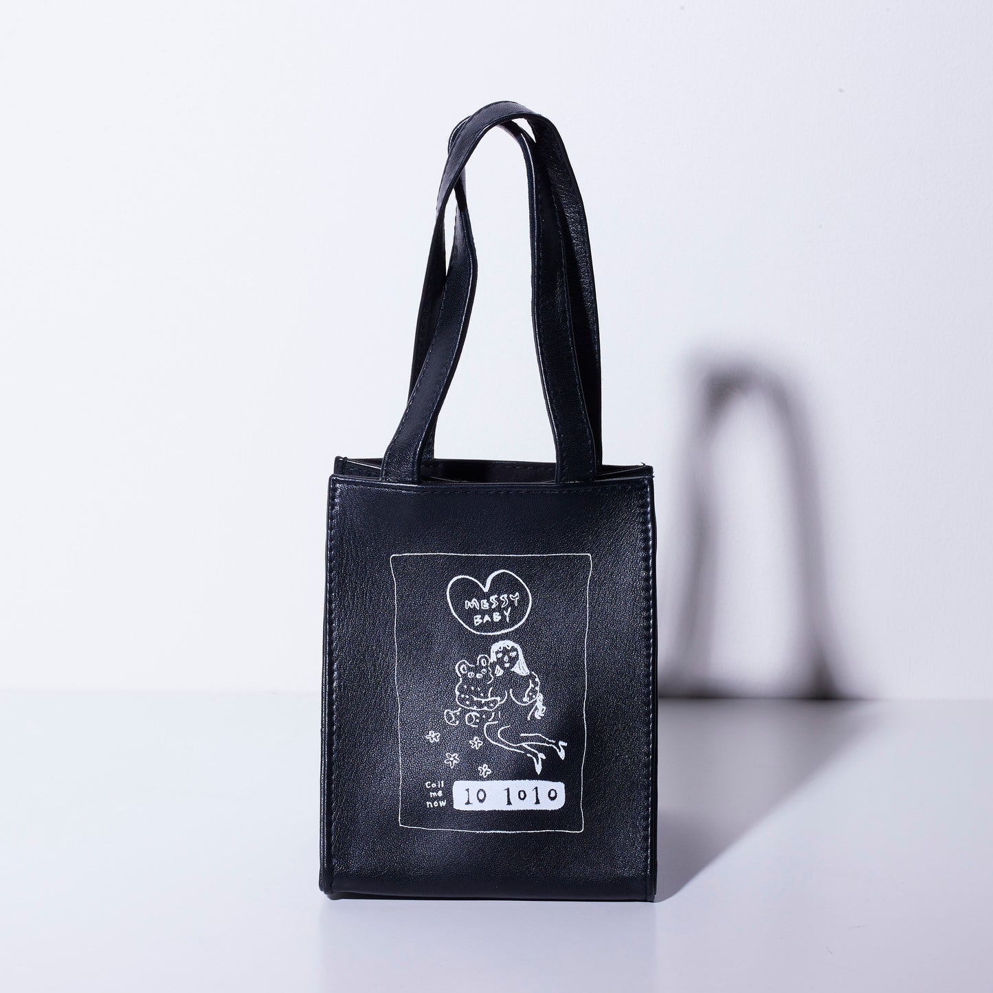 Sheepskin BOX BAG <MESSY BABY> Black/White