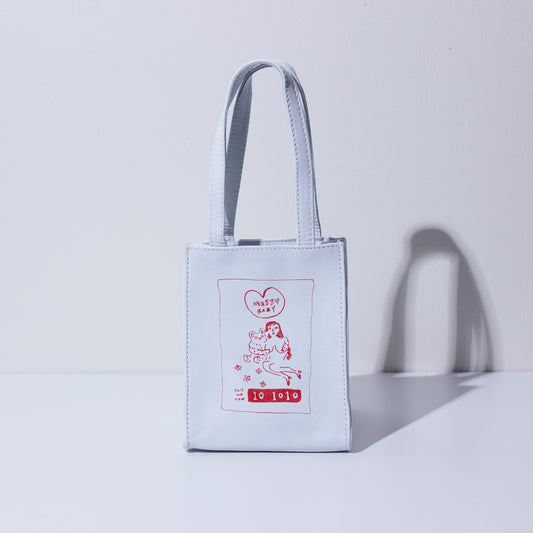 Sheepskin BOX BAG <MESSY BABY> White/Red
