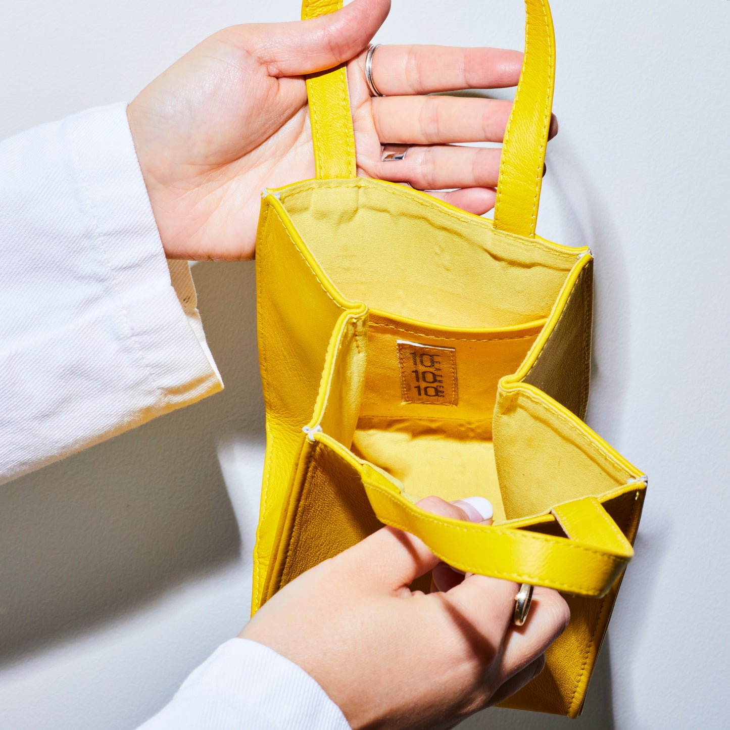 Sheepskin BOX BAG square - Yellow -