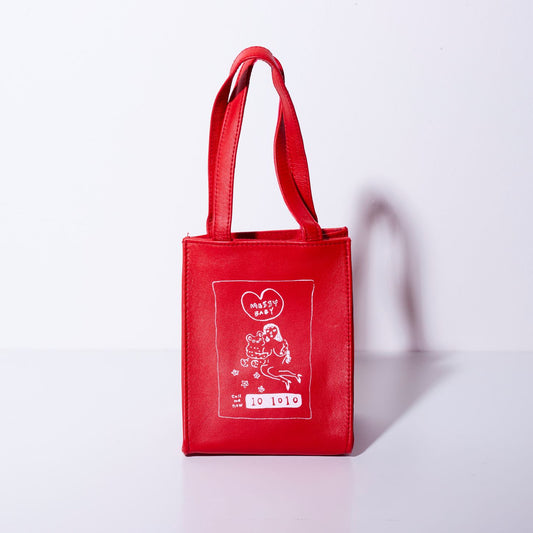 Sheepskin BOX BAG square <MESSY BABY> Red/White