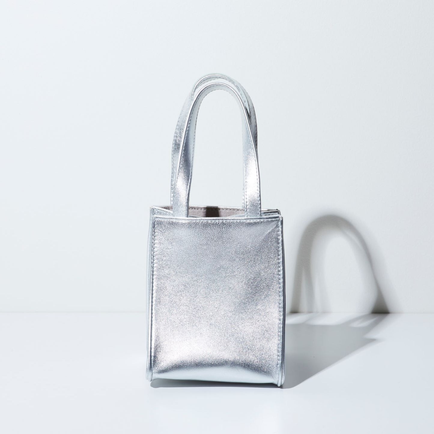 Sheepskin BOX BAG square - Silver -