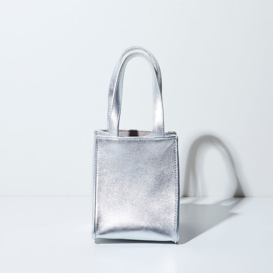 Sheepskin BOX BAG square - Silver -