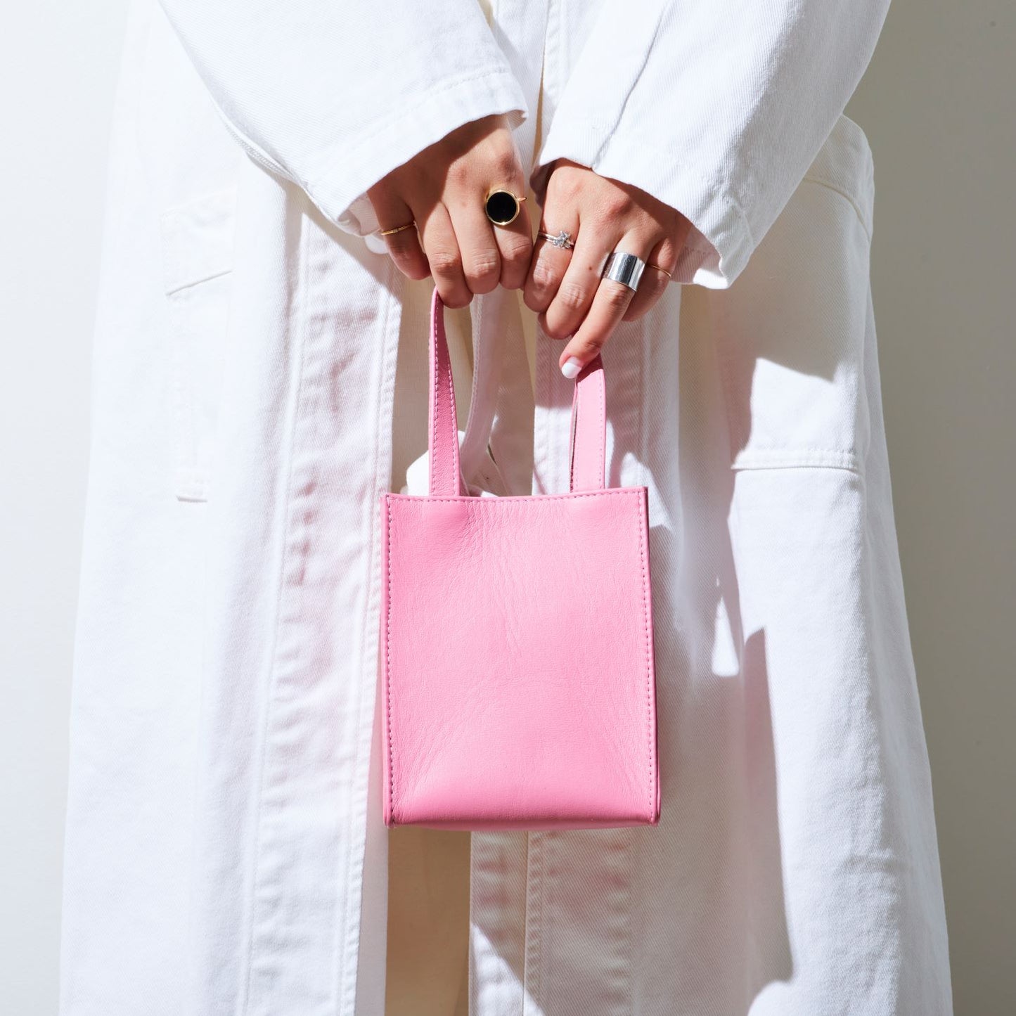 Sheepskin BOX BAG square - Pink -